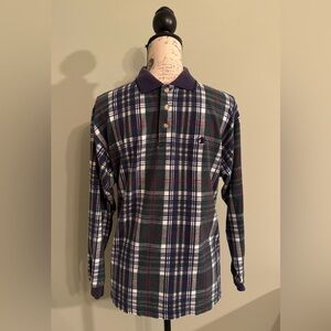 Duck Head Vintage Plaid Long Sleeve Polo Boys XL